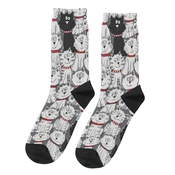 Мужские носки Cuties Happy в стиле ретро с рисунком кота в стиле хип-хоп Crazy Crew Носок в подарок