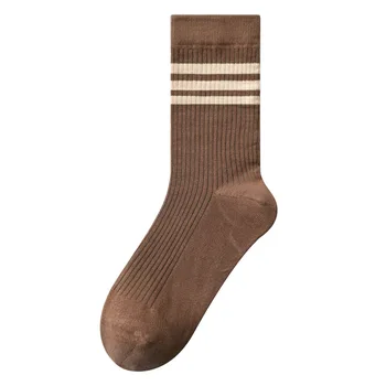 Мужские носки средней длины В полоску из чистого хлопка, антибактериальные носки, осень и зима, однотонные длинные носки, РАЗМЕР 40-45