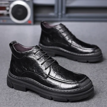 Мужские повседневные кроссовки с высоким берцем на шнуровке, модные дизайнерские ботильоны для мужчин, мужская обувь для ходьбы на плоской подошве