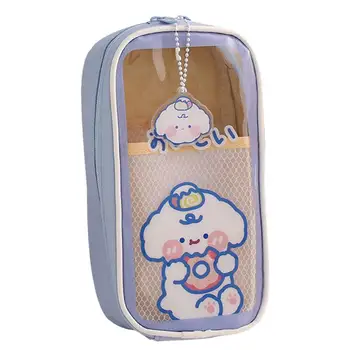 Мультяшная сумка-мешочек, прозрачная сумка для карандашей с милым медведем, прозрачный Простой органайзер для канцелярских принадлежностей, прозрачная косметичка для макияжа, косметичка для школьников