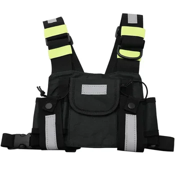 Наплечная кобура для радиоприемника, двусторонняя рация, светоотражающий нагрудный ремень безопасности, сумка-жилет, рации, передний чехол