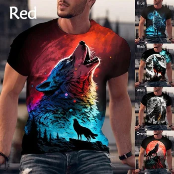 Новая крутая футболка в стиле уличного хип-хопа Wolf 3d, мужская модная футболка в повседневном стиле харадзюку с короткими рукавами
