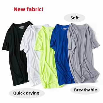 Новая мужская футболка для бега, Быстросохнущая однотонная спортивная одежда, Эластичная легкая одежда для фитнеса, футболки для тренировок в тренажерном зале для мужчин