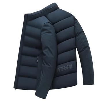 Новейшие мужские зимние куртки из белого утиного пуха 2024 года, качественные толстые пальто большого размера, теплая верхняя одежда с воротником-стойкой, брендовые парки