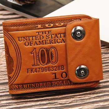 Новый мужской короткий кошелек из искусственной кожи с двойной пряжкой, кошелек для монет в долларах, Многофункциональный держатель для карт, Модные мужские деньги