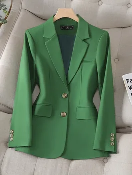 Осенне-зимний блейзер с длинным рукавом, женская куртка, черный, хаки, Красный, зеленый, однобортная женская деловая рабочая одежда, официальное пальто D52