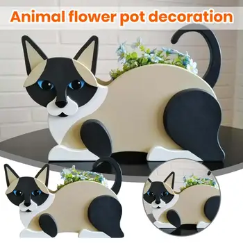 Отличный держатель для цветов, устойчивый базовый цветочный горшок с животными, прочный, несущий нагрузку, симпатичный маленький горшок для растений в форме кошки, украшение сада