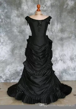 Переливающееся бальное платье, готические викторианские черные свадебные платья, шлейф, маскарад вампиров, Хэллоуин, уникальное свадебное платье на пуговицах.
