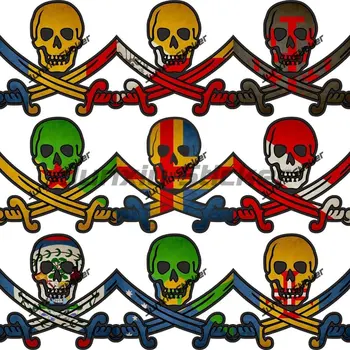 Пиратские наклейки с национальным флагом Румынии, Белиза, Португалии, Колумбии, Пиратские наклейки Джека Рэкхема, украшения, Мультяшные аксессуары