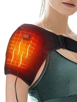 Плечевой бандаж с электрическим подогревом, светодиодный дисплей, вибрационный массаж плеча, поддерживающий ремень для снятия боли при травмах суставов