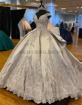 Пышные платья, Атласное бисероплетение, аппликации с блестками, роскошное бальное платье милой принцессы, Vestidos De 15 Años