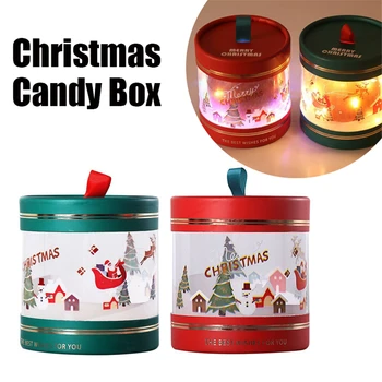 Рождественская коробка конфет, упаковка рождественского торта, шоколадные конфеты, драже, яблочный подарок, Прозрачная коробка