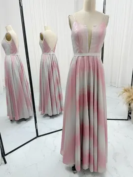 Розовый сексуальный топ с подвесками, вечернее платье А-образной формы для похудения, M1598