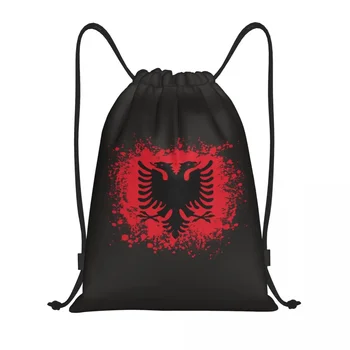 Рюкзак с завязками в стиле Ретро с Флагом Албании, Спортивная Спортивная сумка для женщин и мужчин, Сумка для покупок с Албанским Орлом