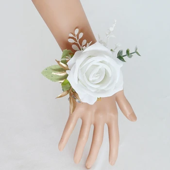 Свадебная бутоньерка, роза, жемчуг, цветок на груди, цветок на запястье, свадебный браслет для подружки невесты, корсаж для сестер невесты