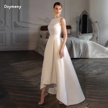 Свадебное платье Doymeny из атласа с высокой посадкой, Без рукавов, с открытой спиной, Свадебная одежда А-силуэта Vestido De Novia