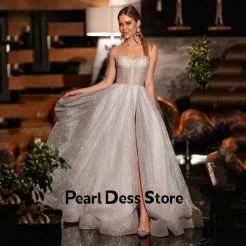Сверкающее вечернее платье А-образной формы с тонкой бретелькой на плече, бальное платье 2024, сверкающее вечернее платье, Элегантное бальное платье цвета слоновой кости