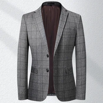 Серый весенне-осенний мужской костюм для отдыха, пальто, Новый стрейчевый Корейский приталенный маленький костюм, деловой повседневный пиджак