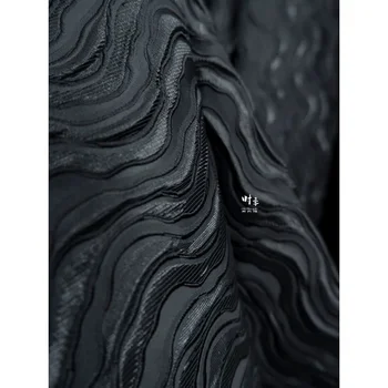 Скальные образования, рябь на воде, Нерегулярная вогнутая и выпуклая трехмерная текстура, Жаккардовое пальто, дизайнерская ткань в китайском стиле