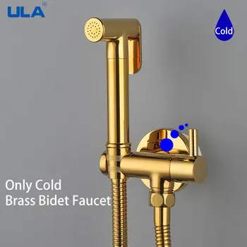 Смеситель для биде ULA Gold Латунный Портативный Распылитель для биде, набор для душа, Смеситель для унитаза, Насадка для душа с холодной водой в ванной комнате