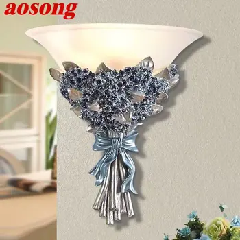 Современный настенный светильник-бра AOSONG, светодиодные винтажные креативные цветочные светильники из смолы для домашнего декора гостиной спальни