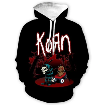 Толстовка Korn Band с 3D принтом, мужская / женская толстовка с капюшоном, Уличная одежда Унисекс, Пуловер, Повседневные спортивные костюмы