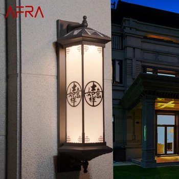 Уличный Солнечный настенный светильник AFRA Креативный Китайский кофейный светильник-бра LED Водонепроницаемый IP65 для дома, виллы, балкона, двора