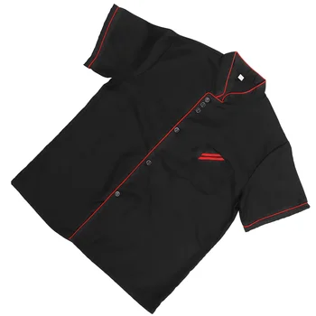 Унисекс, униформа шеф-повара с коротким рукавом, базовая рубашка шеф-повара кейтеринга для пекарни, ресторана общественного питания, размер XXXL (черный)