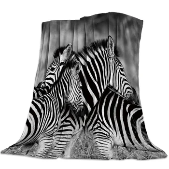 Фланелевое одеяло с рисунком животного Зебры в черно-белую полоску, Мягкое, легкое, теплое, уютное, для детей, для взрослых, для путешествий, для кемпинга, подарок