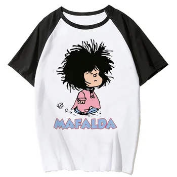 Футболка Mafalda, женские футболки с комиксами в стиле харадзюку, уличная одежда в стиле харадзюку для девочек, забавная одежда в стиле харадзюку