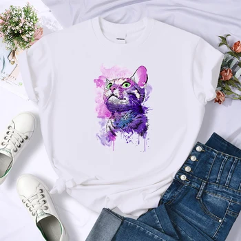 Футболка прозрачного цвета Cat Y2K, уличная дышащая футболка с короткими рукавами, модная повседневная футболка, летние крутые удобные футболки