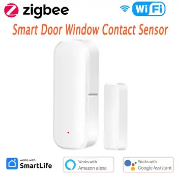Tuya Smart ZigBee /Wifi Дверной Оконный Контактный Датчик Умный Дом Беспроводной Дверной Детектор Открытие / Закрытие приложения Удаленная Сигнализация Через Alexa Google