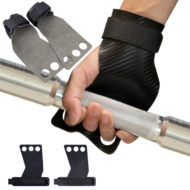 Перчатки для поднятия тяжестей Упражнения для тяжелой атлетики Подтягивания в тренажерном зале с 3 отверстиями для ладони Гимнастические захваты Вес для рук