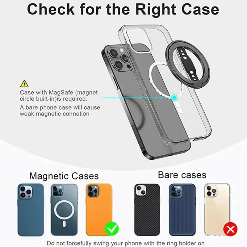 Держатель мобильного телефона с магнитным кольцом из силикона, подходящий для беспроводной зарядки, съемный в автомобиле, подходит для iPhone Xiaomi
