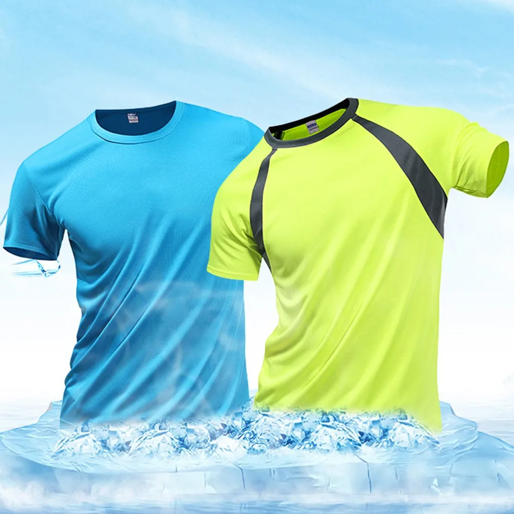 Новые модные топы 2021 года, Пляжная одежда для бодибилдинга, Дышащая Спортивная летняя футболка с круглым вырезом и коротким рукавом, Футболка