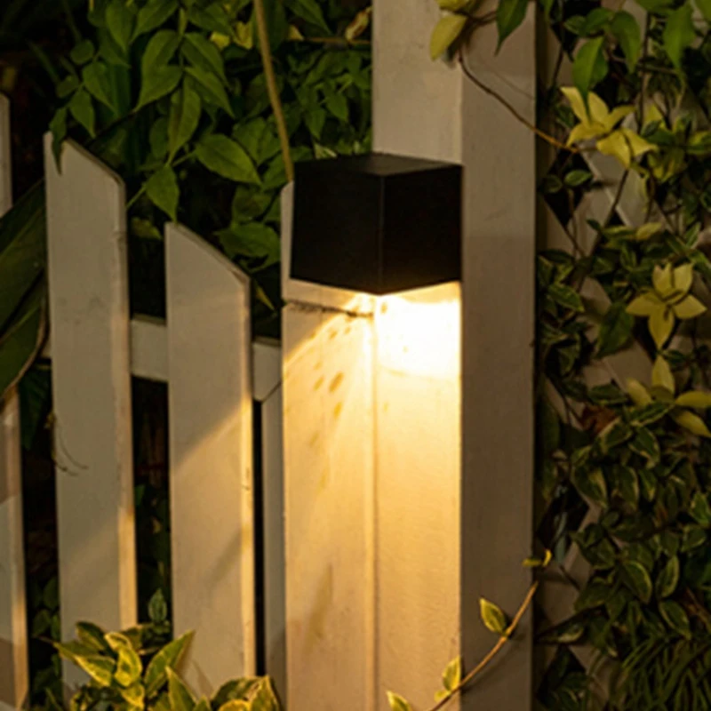 Солнечный свет -уличный садовый квадратный настенный светильник с датчиком солнечного света, водонепроницаемая лампа для украшения ограждения балкона во дворе