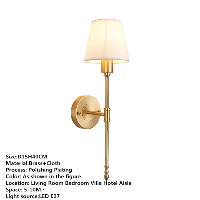 Настенный светильник BELLE American Brass для гостиной, спальни, прикроватной тумбочки, ретро-гостиничного коридора, настенного светильника для прихожей