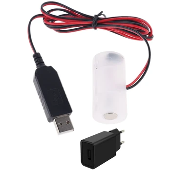 Адаптер питания от USB-аккумулятора с разъемом EU Plug Может заменить от 1 до 4шт 1,5 В 3 В 4,5 В 6 В Аккумуляторный отсекатель LR14 размера C с кабелем длиной 1 м Y98A
