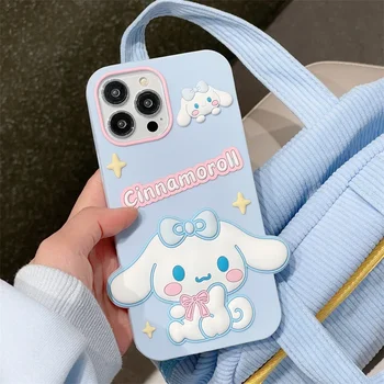 Аниме-чехол для телефона Cinnamoroll Sanrio Sweet puppy для iPhone 15 14 13 12 11 Pro Max Case с милым мультяшным роскошным противоударным мягким чехлом