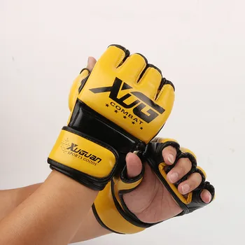 Боксерские перчатки MMA на полпальца из искусственной кожи для Тхэквондо, боевые Перчатки для Санда, Тренировочные Перчатки для Каратэ, Муай Тай, Оборудование для бокса