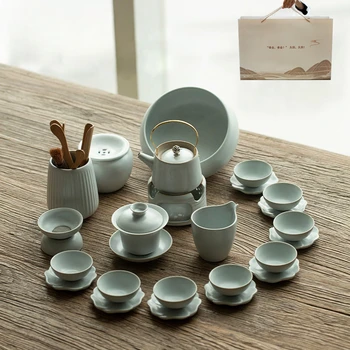 Бытовой чайный сервиз кунг-фу в печи Ru чайная чашка керамический поднос для сухого заваривания чая в японском стиле полный набор simple