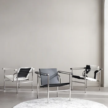 Итальянский одноместный диван-кресло, дизайнерский стул в китайском стиле Bascoolan Bauhaus из нержавеющей стали для отдыха