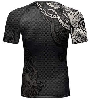 Мужские компрессионные рубашки с коротким рукавом, футболка Dry Fit с принтом, футболка для фитнеса, бега, спортивной тренировки, спортивная футболка Baselayer (221558)