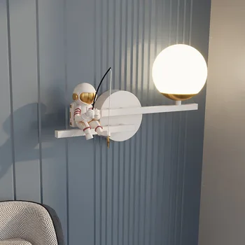 Мультяшный настенный светильник для детской комнаты Креативная Прикроватная лампа для спальни Астронавта Простое украшение дома Светильники для коридора