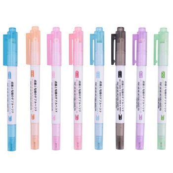 Набор кривых ручек из 8 предметов, Линейные цветные ручки с двойным наконечником для ежедневника, гелевые ручки-компаньоны, гелевые ручки 8 цветов