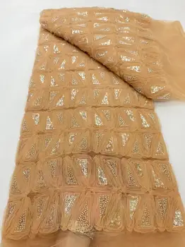 Новейшая Золотая вышивка 3D цветами, Африканская кружевная ткань с бисером, Нигерийская кружевная ткань с пайетками 2023, высокое качество для вечернего платья