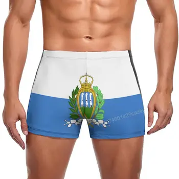 Плавки С флагом Сан-Марино, Быстросохнущие Шорты для мужчин, Пляжные шорты для плавания, Летний подарок