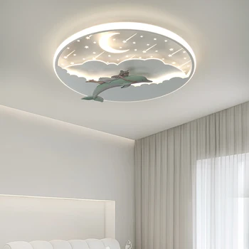 Потолочные светильники с круглым дельфином для детской комнаты, Современная Простая гостиная, спальня, кабинет, Потолочный светильник, Лампы для домашнего освещения