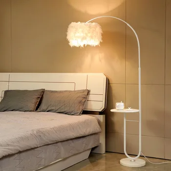 Скандинавский торшер роскошная гостиная спальня простой современный металлический абажур регулируемый торшер из перьев