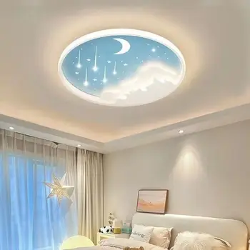 Современный Простой Потолочный светильник для спальни, Светодиодное трехцветное Затемняющее освещение, Металлическое Приспособление для декора детской комнаты, гостиной, кабинета 500 мм